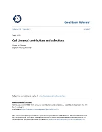 Carl Linnaeus' Contributions and Collections