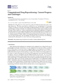 Computational Drug Repositioning: Current Progress and Challenges
