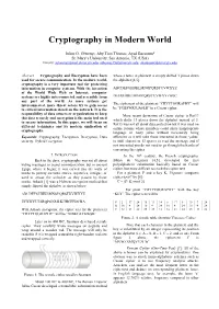 Cryptography in Modern World