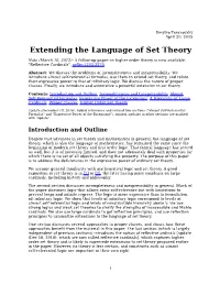 Extending the Language of Set Theory