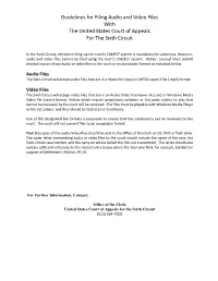 Guidelines for Filing Audio and Video Files with the United States Court of Appeals for the Sixth Circuit