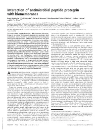 Interaction of Antimicrobial Peptide Protegrin with Biomembranes