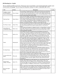 KS3 Reading List – English the Stars Identify the Difficulty of the Text