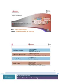 Management Managerial Economics Demand Estimation and Forecasting
