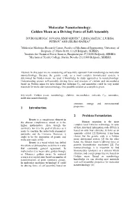 Molecular Nanotechnology: Golden Mean As a Driving Force of Self-Assembly