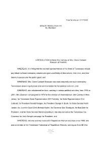 A RESOLUTION to Honor the Memory of Mrs. Claire Caldwell Bawcom of Franklin