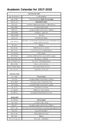 Academic Calendar for 2017-2018,Profile and Character of The