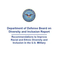 Department of Defense Board on Diversity and Inclusion Report