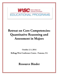 Retreat on Core Competencies: Quantitative Reasoning and Assessment in Majors