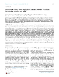 Structural Modeling of GR Interactions with the SWI/SNF Chromatin Remodeling Complex and C/EBP