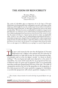 The Axiom of Reducibility, Weneedacasewherenon- Cation Oftheaxiomreducibility
