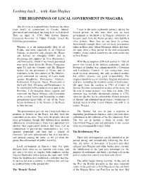 The Beginnings of Local Government in Niagara