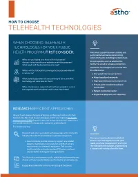 How to Choose Telehealth Technologies