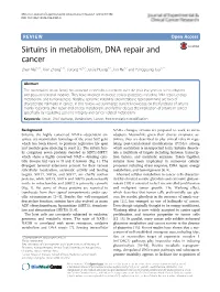 Sirtuins in Metabolism, DNA Repair and Cancer Zhen Mei1,2†, Xian Zhang1,2†, Jiarong Yi1,2, Junjie Huang1,2, Jian He1,2 and Yongguang Tao1,2*
