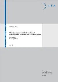 When Can Experimental Evidence Mislead? a Re-Assessment of Canada’S Self Sufficiency Project