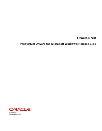 Oracle® VM Paravirtual Drivers for Microsoft Windows Release 3.4.5