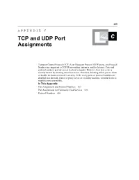 TCP and UDP Port Assignments