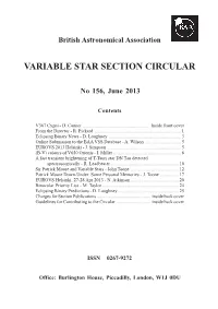 Variable Star Section Circular