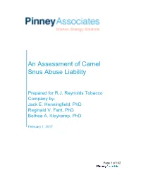 An Assessment of Camel Snus Abuse Liability