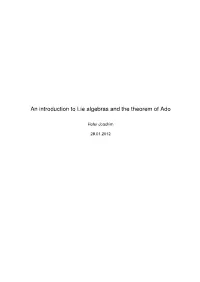 An Introduction to Lie Algebras and the Theorem of Ado