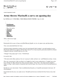 Army Throws Marinelli a Curve on Opening Day Page 1 of 3
