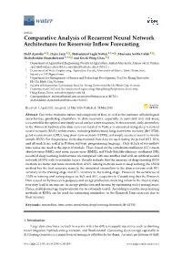 Comparative Analysis of Recurrent Neural Network Architectures for Reservoir Inﬂow Forecasting