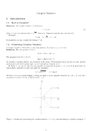 Complex Numbers 1 Introduction