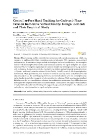 Controller-Free Hand Tracking for Grab-And-Place Tasks in Immersive Virtual Reality: Design Elements and Their Empirical Study