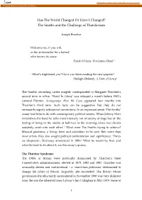 Has the World Changed Or Have I Changed? the Smiths and the Challenge of Thatcherism