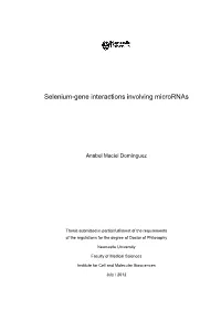Selenium-Gene Interactions Involving Micrornas