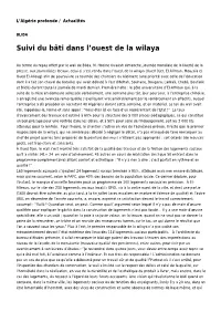 Suivi Du Bâti Dans L'ouest De La Wilaya: Toute L'actualité Sur Liberte-Algerie