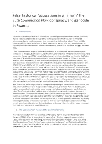The Tutsi Colonisation Plan, Conspiracy, and Genocide in Rwanda