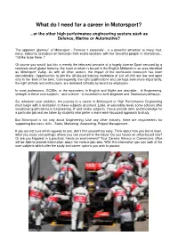 What Do I Need for a Career in Motorsport?