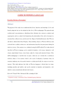 CLITIC in WEWEWA LANGUAGE Abstract