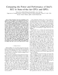 Comparing the Power and Performance of Intel's SCC to State