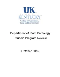 Department of Plant Pathology Periodic Program Review October