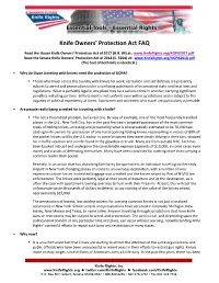 Knife Owners' Protection Act FAQ