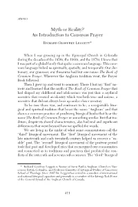 Myth Or Reality? an Introduction to Common Prayer