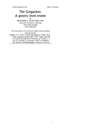 The Gregarines: a Generic Level Review by RICHARD E