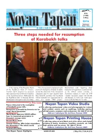Three Steps Needed for Resumption of Karabakh Talks
