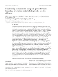 Biodiversity Indicators in European Ground Waters: Towards a Predictive Model of Stygobiotic Species Richness