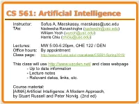 CS 561: Artificial Intelligence