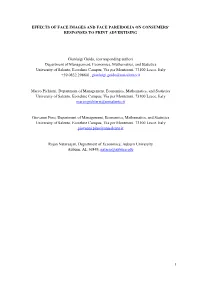 EFFECTS of FACE IMAGES and FACE PAREIDOLIA on CONSUMERS' RESPONSES to PRINT ADVERTISING Gianluigi Guido