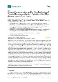 Extracts Characterization and in Vitro Evaluation of Potential Immunomodulatory Activities of the Moss Hypnum Cupressiforme Hedw