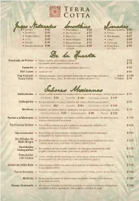 Menú Desayuno