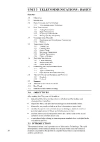 Unit 3 Telecommunications : Basics