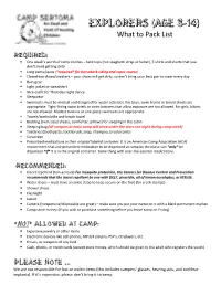 What to Pack Lists (Pdf) Download