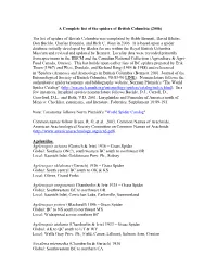 A Complete List of the Spiders of British Columbia (2006)