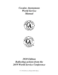 Cocaine Anonymous World Service Manual 2020 Edition Reflecting