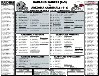 OAKLAND RAIDERS (0-5) NO NAME POS NO NAME POS 4 Derek Carr